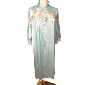 Vintage Vanity Fair Nightgown/Robe size Small Icy Aqua Blue 70s